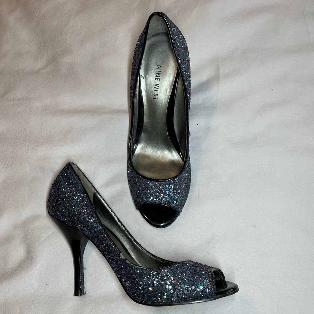 Nine West glitter peep-toe heels pumps